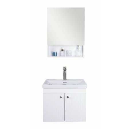 INNOCI-USA Anacapa 24 in. W Wall Mounted Vanity Set with Integrated Basin and Medicine Cabinet in Matte White 91242082
